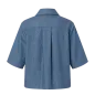 Preview: Blaue Bluse mit Schleife aus Baumwolle