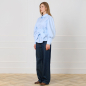 Preview: Bluse mit Ballonärmeln und Taillengürtel in Blau