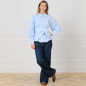 Preview: Bluse mit Ballonärmeln und Taillengürtel in Blau