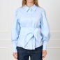 Preview: Bluse mit Ballonärmeln und Taillengürtel in Blau