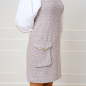 Preview: Tweed Kleid in Rosa Mix mit Ballonärmeln