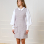 Preview: Tweed Kleid in Rosa Mix mit Ballonärmeln