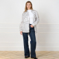Preview: Oversize-Bluse mit Ornamentmuster in Offwhite und Grau