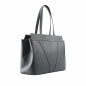 Preview: Shopper Tasche mit Reißverschluss aus Kalbsleder grau