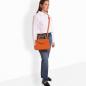 Preview: Henkeltasche mit Umhängegurt aus Straußenleder cognac