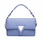 Preview: Schultertasche aus genarbtem Kalbsleder blau