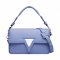 Preview: Schultertasche aus genarbtem Kalbsleder blau