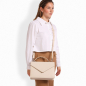 Preview: Henkeltasche mit Umhängegurt aus Kalbsleder in creme