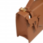 Preview: Henkeltasche mit Umhängegurt aus Kalbsleder Braun -SPES-