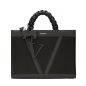 Preview: Handtasche aus glattem Kalbsleder mit geflochtenen Henkeln -VESTA-