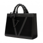Preview: Handtasche aus glattem Kalbsleder mit geflochtenen Henkeln -VESTA-