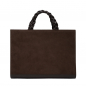 Preview: Handtasche aus Wildleder mit geflochtenen Henkeln dunkelbraun