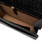 Preview: Henkeltasche mit Umhängegurt aus geprägtem Kalbsleder Schwarz -SPES-