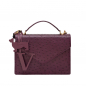 Preview: Henkeltasche mit Umhängegurt aus geprägtem Kalbsleder Violett -SPES-