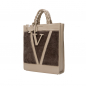 Preview: Tote Bag Handtasche aus Lammfell mit geflochtenen Henkeln Beige -SOL-