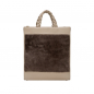 Preview: Tote Bag Handtasche aus Lammfell mit geflochtenen Henkeln Beige -SOL-