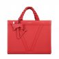 Preview: Handtasche aus Kalbsleder mit geflochtenen Henkeln Rot -VESTA-