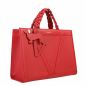 Preview: Handtasche aus Kalbsleder mit geflochtenen Henkeln Rot -VESTA-