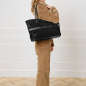 Preview: Shopper Tasche aus Wildleder und Saffiano Leder Schwarz