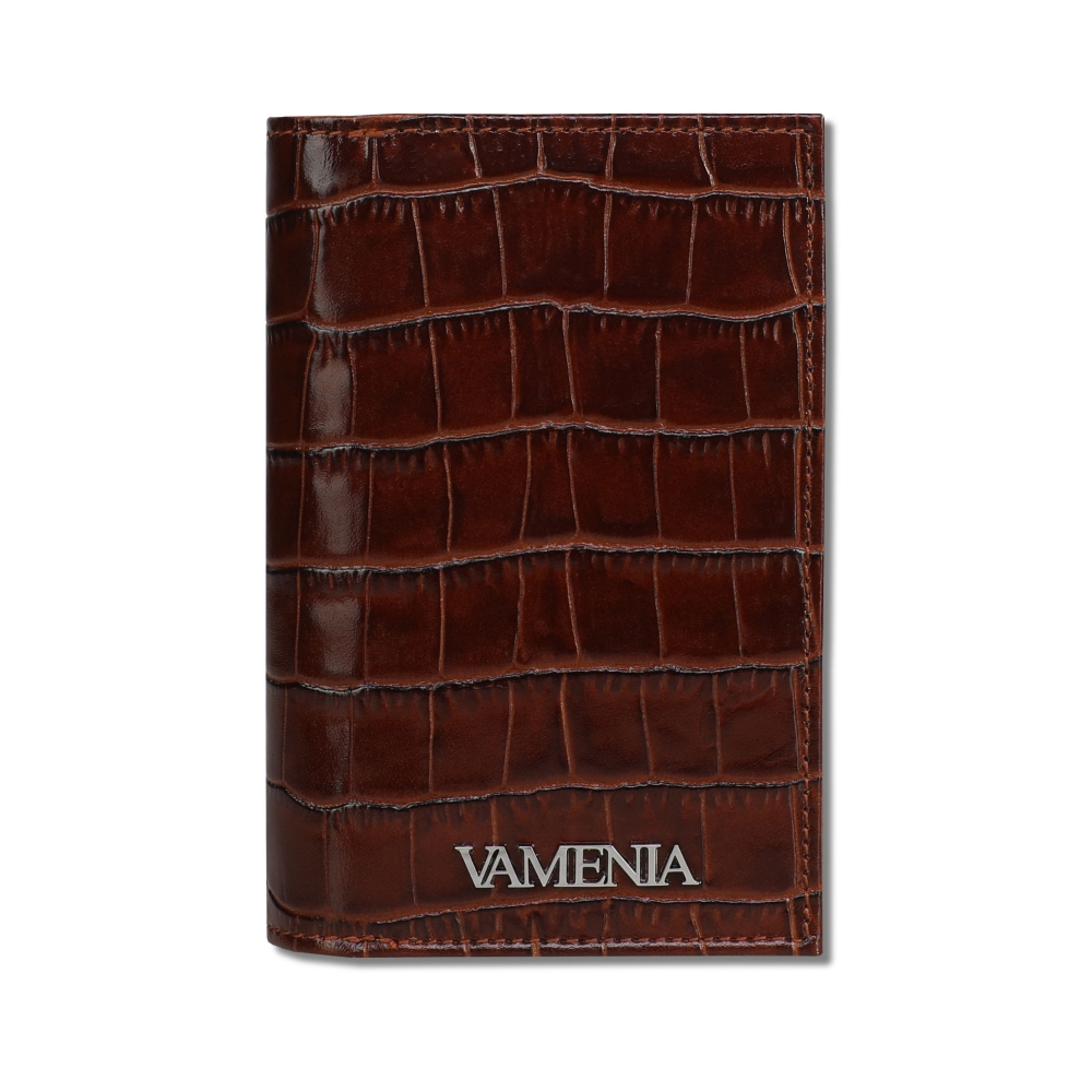 Foldable credit card case in crocodile pattern
