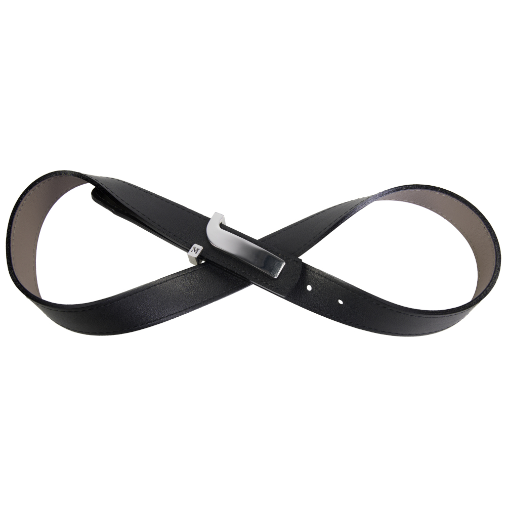 Reversible belt taupe and black