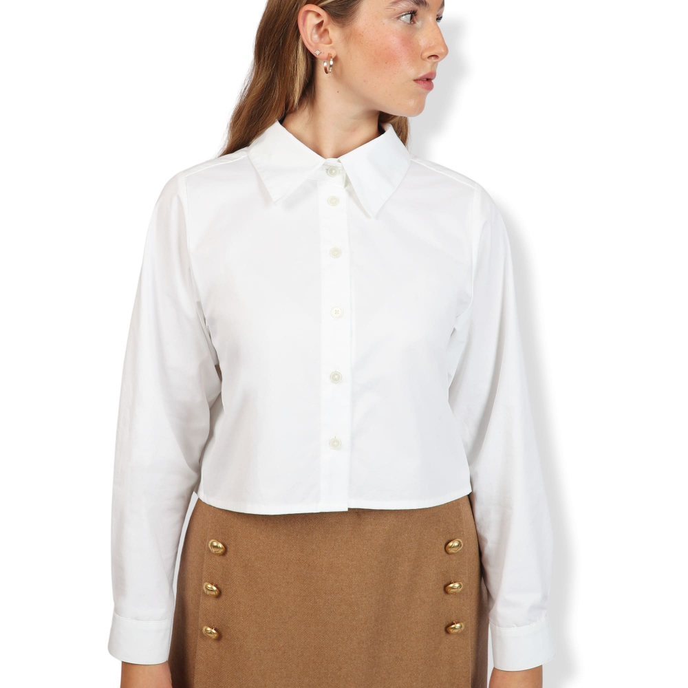 Shirt Blouse Boxi-Cut Poplin in White