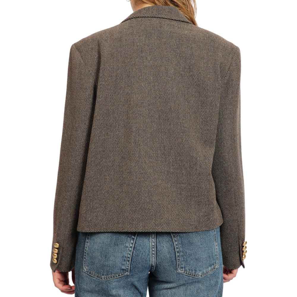Short herringbone overjacket made of virgin wool
