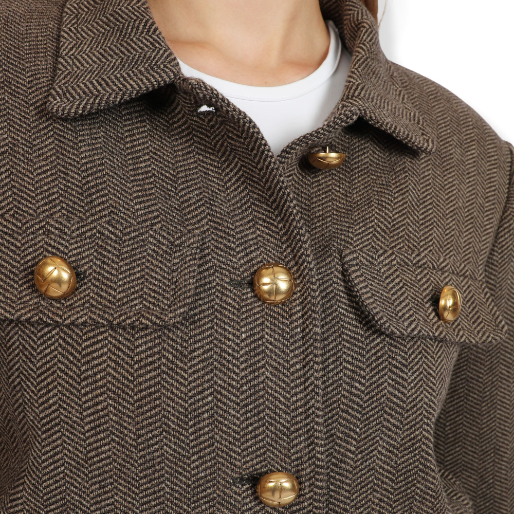 Short herringbone overjacket made of virgin wool