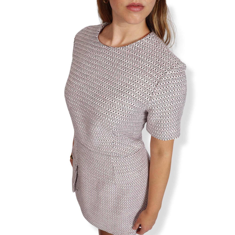 Tweed dress in a pink mix with a pocket