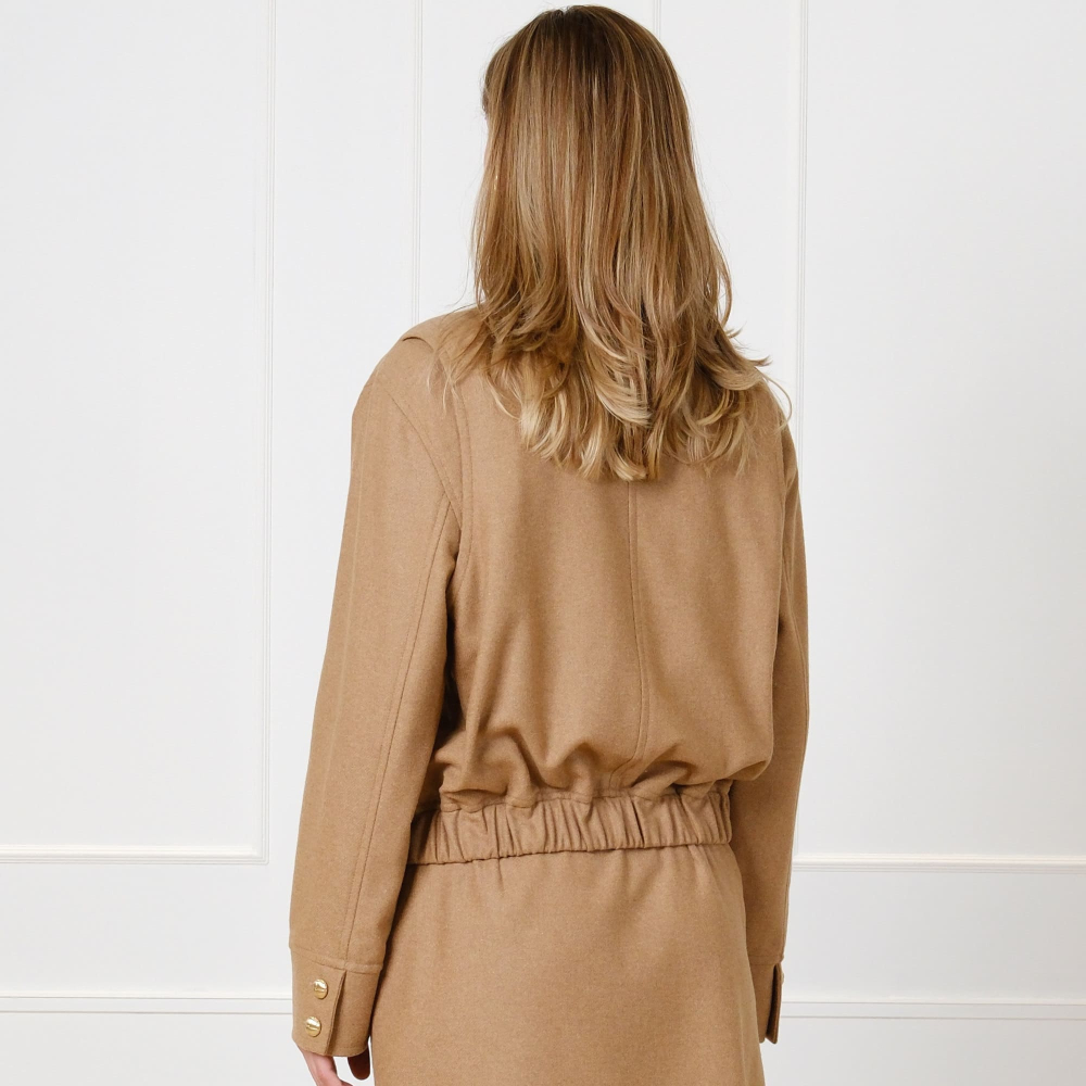 Bomberjacke aus Schurwolle in Camel/Hellbraun