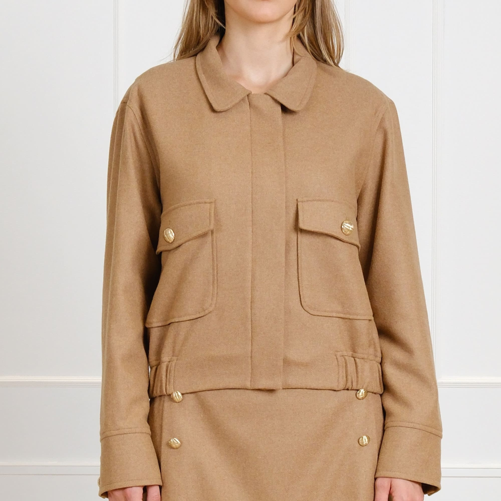 Preview: Bomberjacke aus Schurwolle in Camel/Hellbraun
