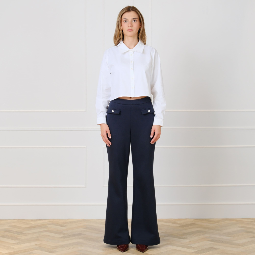 Preview: High Waist Hose aus elegantem Sweatstoff in Navy