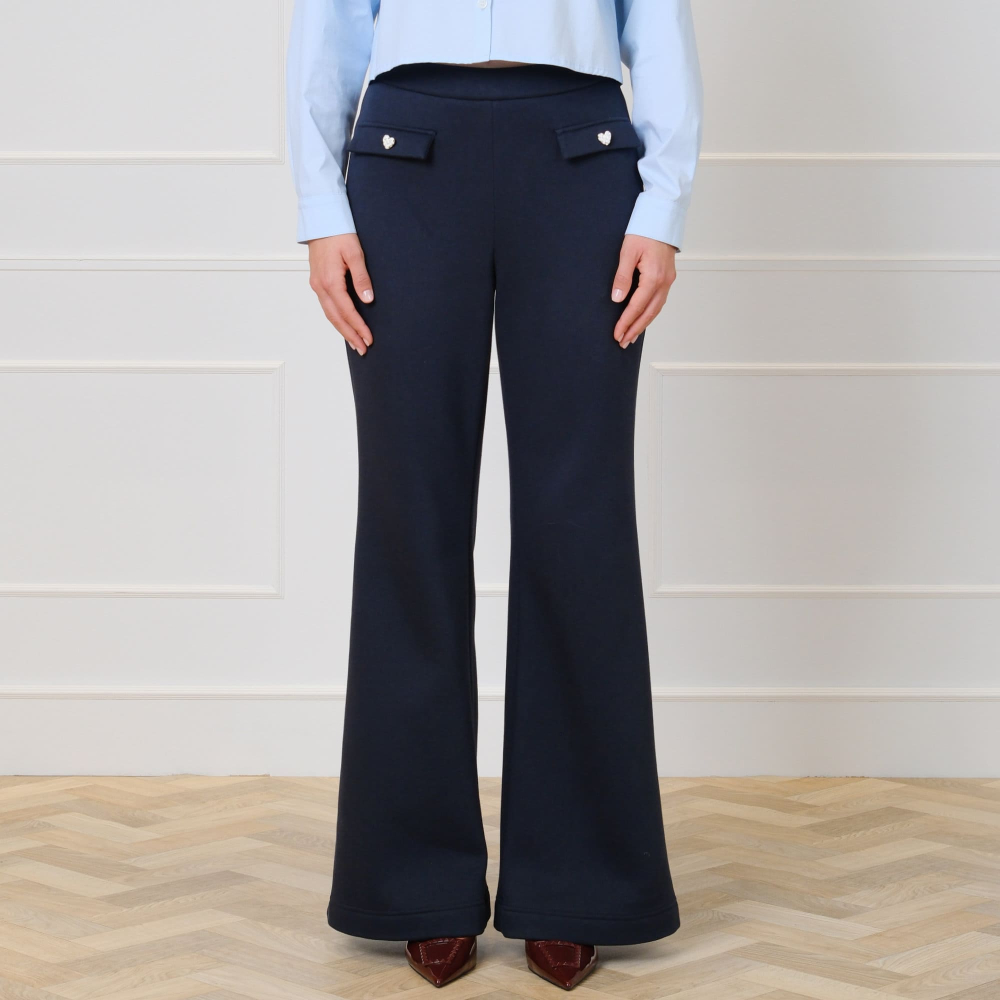 High Waist Hose aus elegantem Sweatstoff in Navy