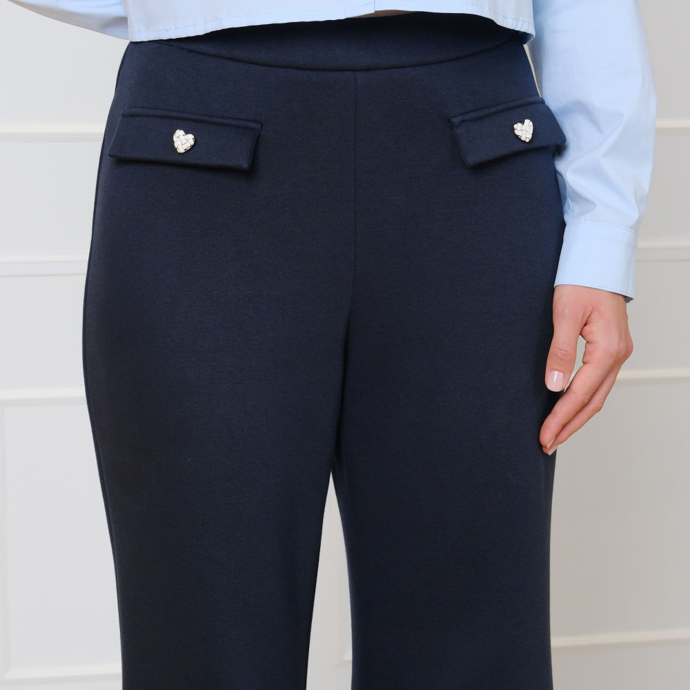 Preview: High Waist Hose aus elegantem Sweatstoff in Navy