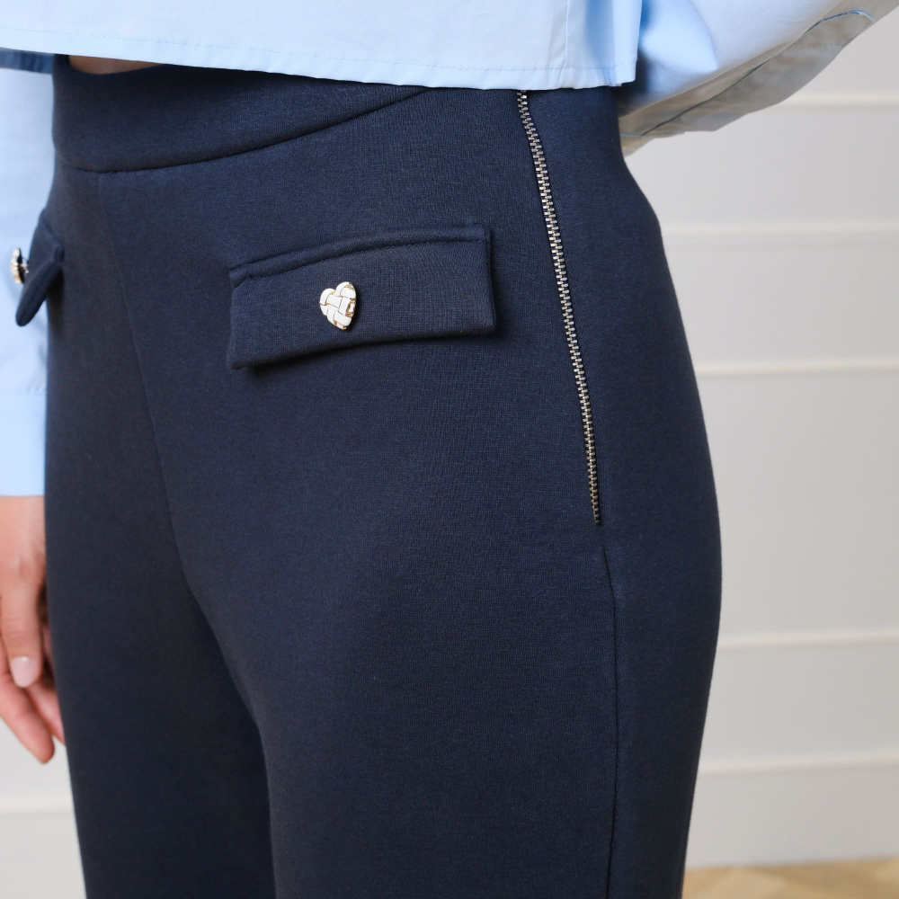High Waist Hose aus elegantem Sweatstoff in Navy