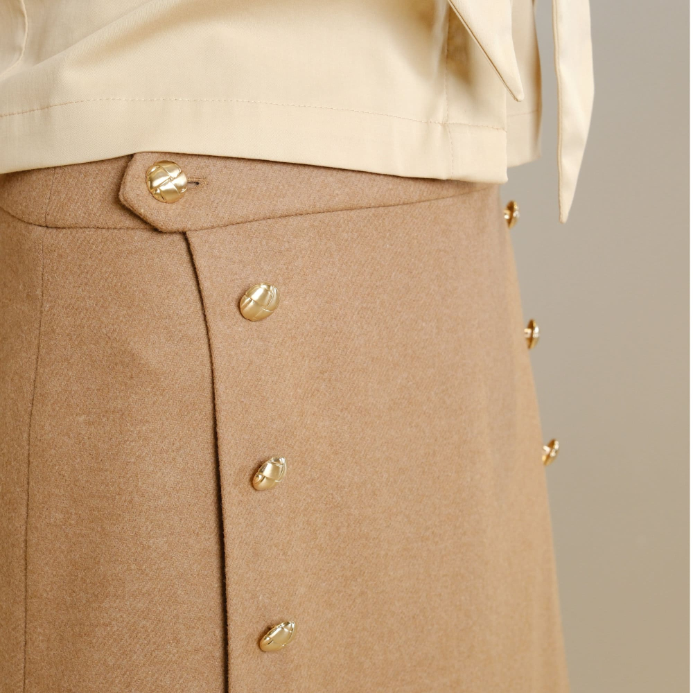 Preview: Skirt with detachable front panel made of virgin wool