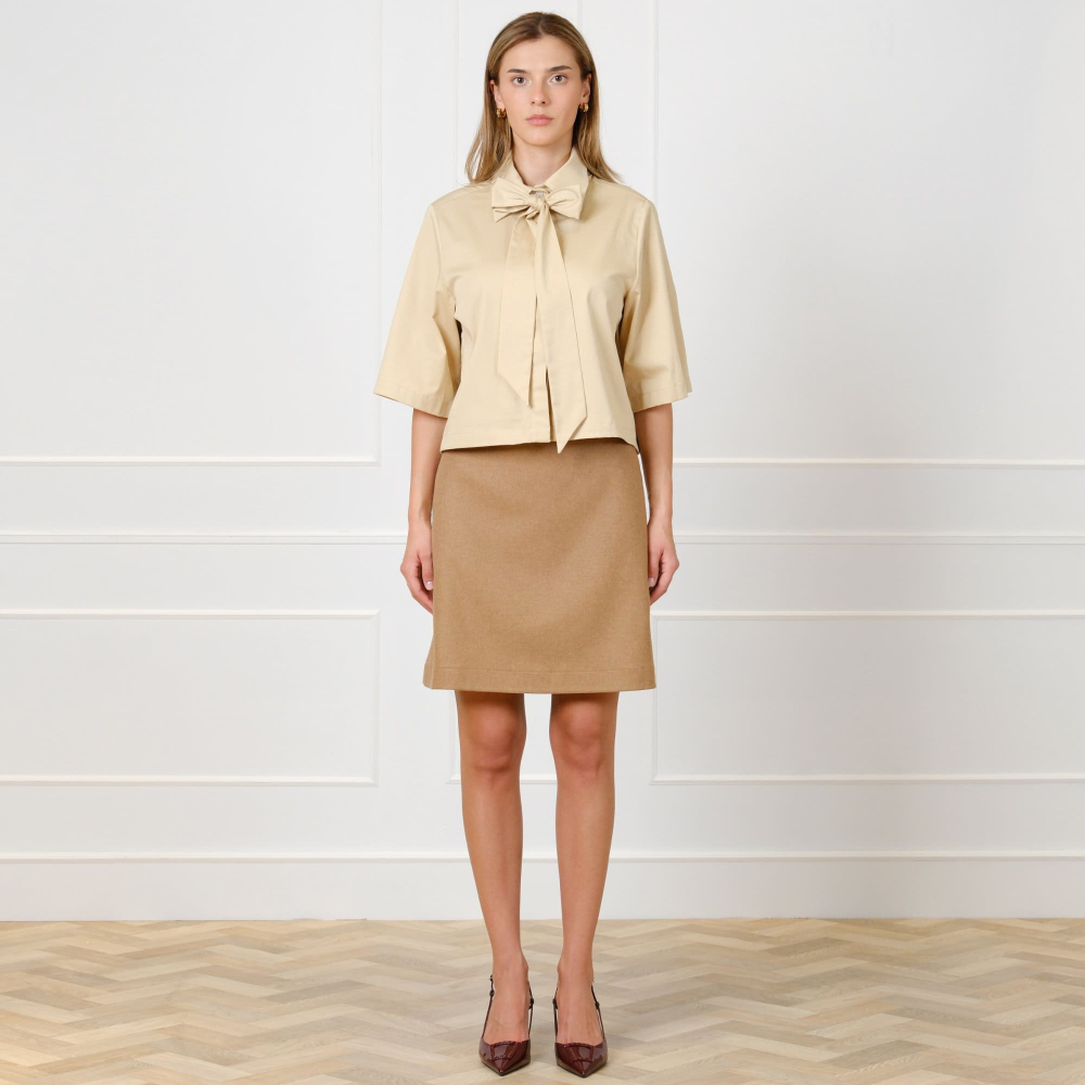 Preview: Skirt with detachable front panel made of virgin wool