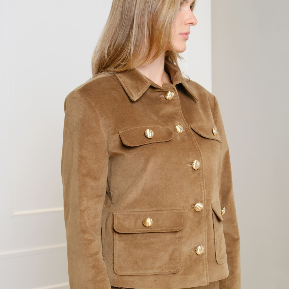 Preview: Samtjacke in Goldbraun