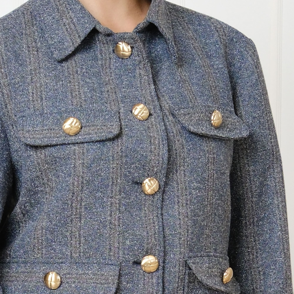 Preview: Bouclé-Jacke in Blaugrau