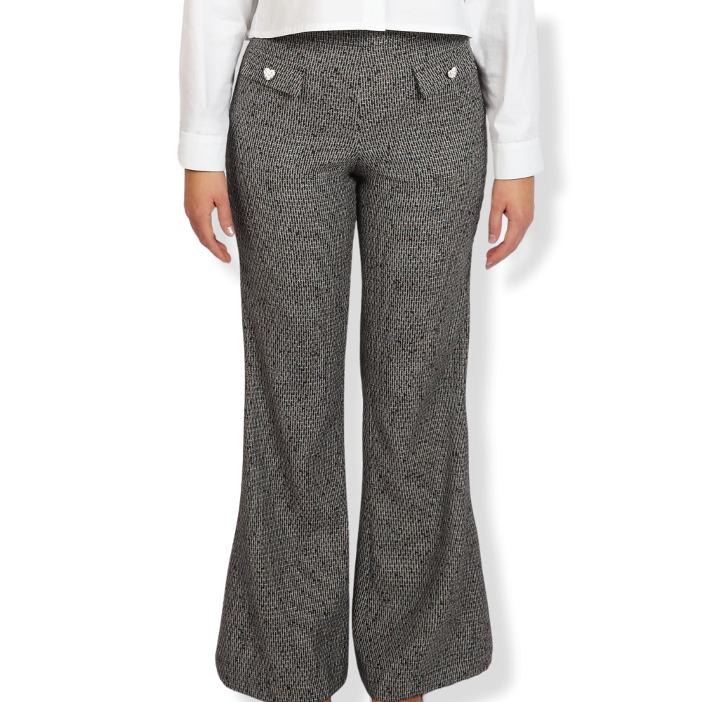 High-Waist Hose aus Leinen und Schurwolle