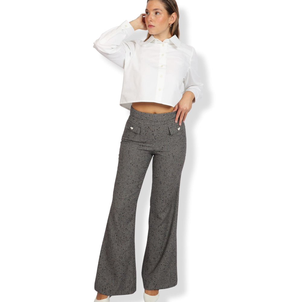 High-Waist Hose aus Leinen und Schurwolle