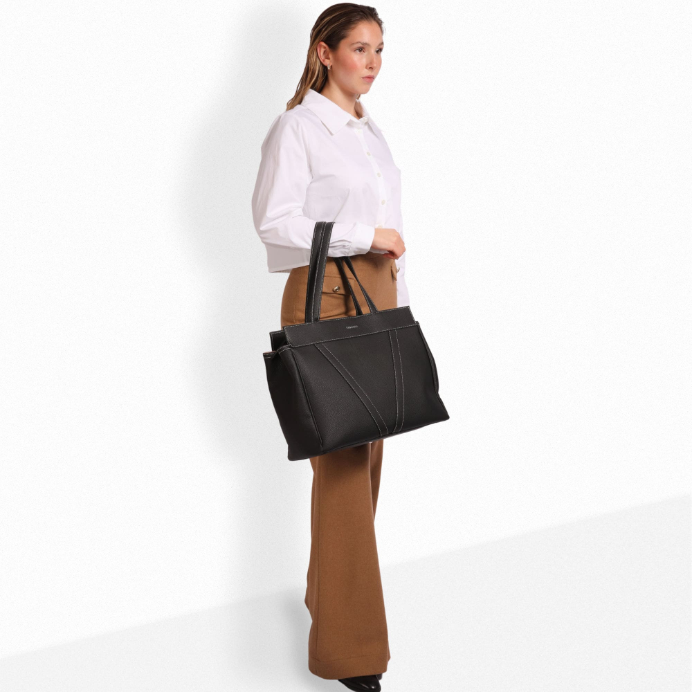 Shopper Tasche mit Reißverschluss aus Kalbsleder