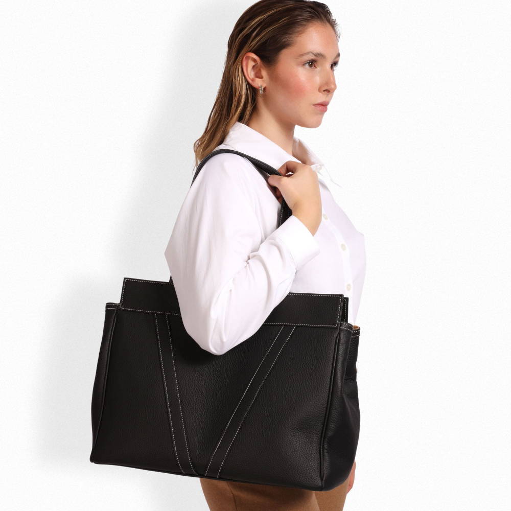 Shopper Tasche mit Reißverschluss aus Kalbsleder