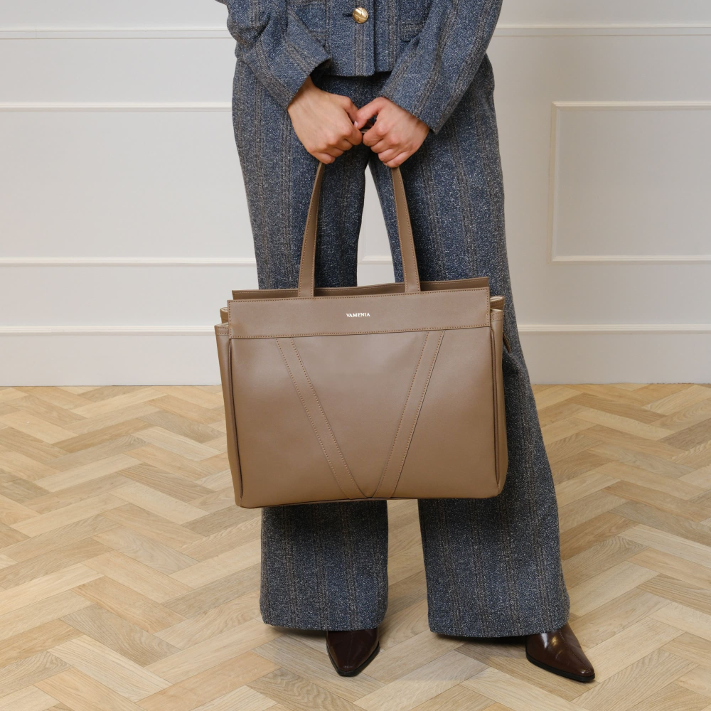 Shopper Tasche mit Reißverschluss aus Kalbsleder