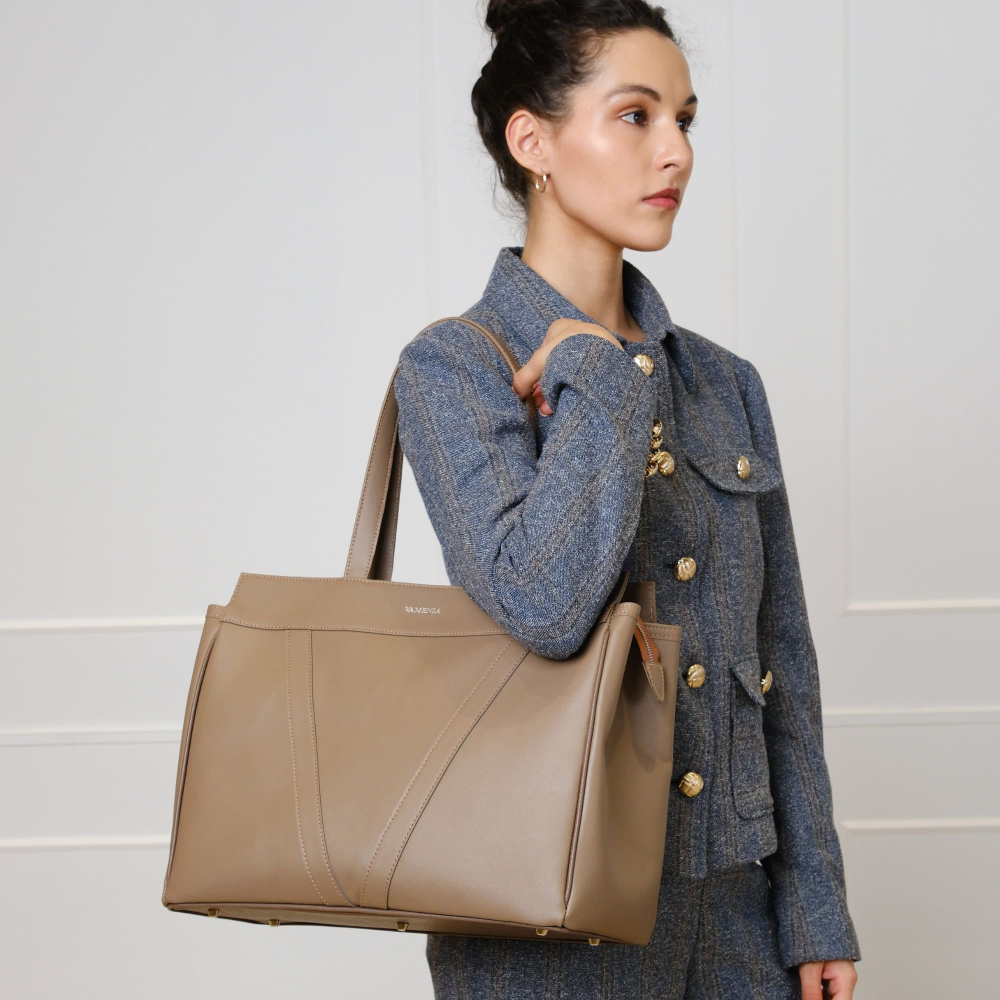 Shopper Tasche mit Reißverschluss aus Kalbsleder