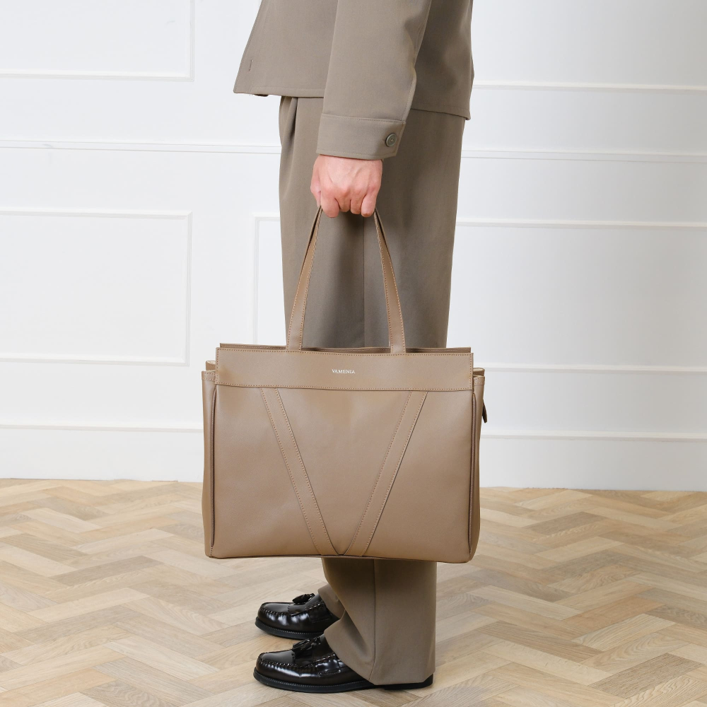 Shopper Tasche mit Reißverschluss aus Kalbsleder