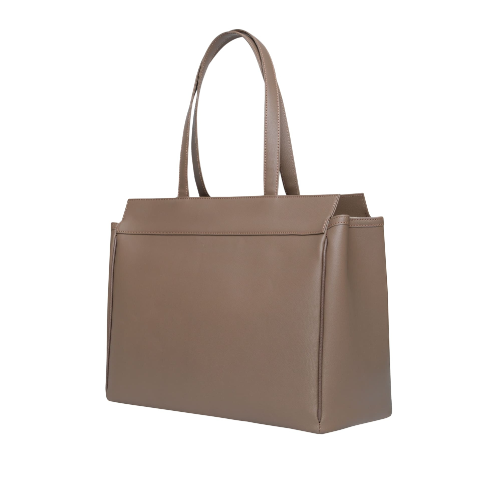 Preview: Shopper Tasche mit Reißverschluss aus Kalbsleder
