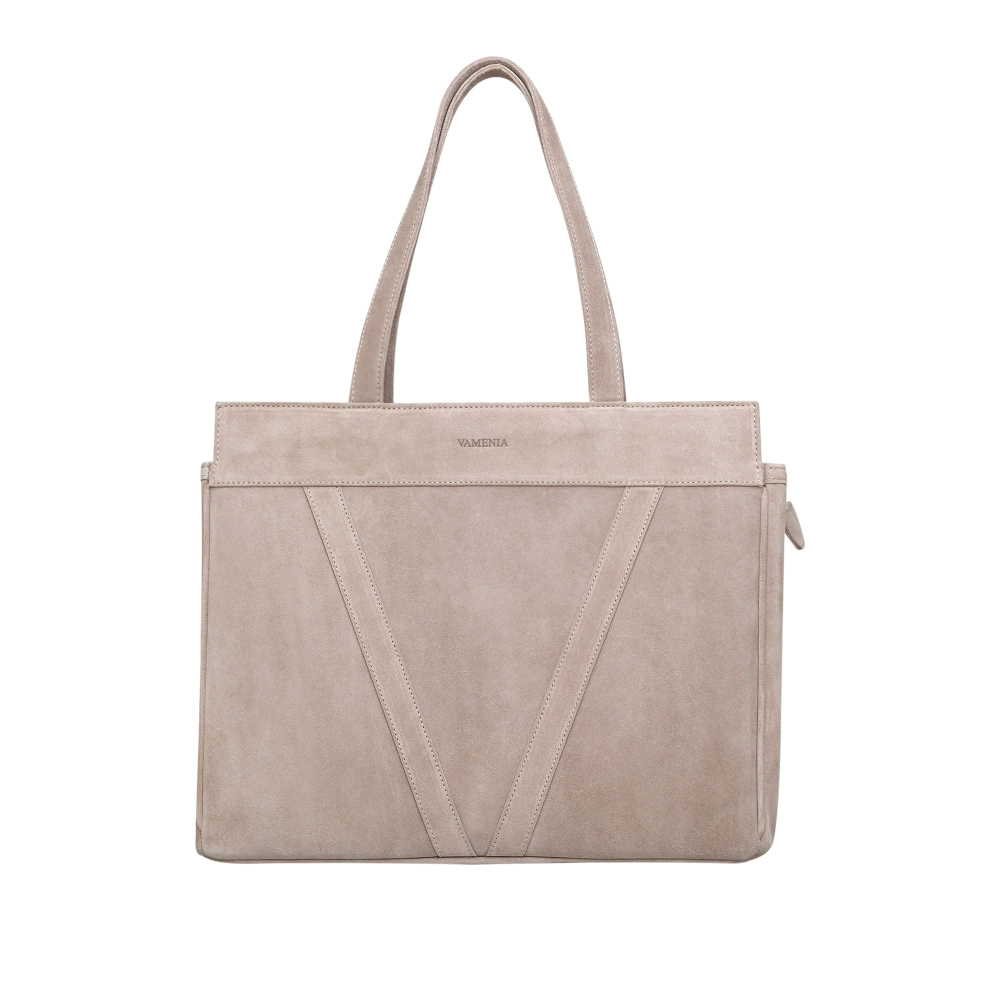 Shopper Tasche mit Reißverschluss aus Wildleder
