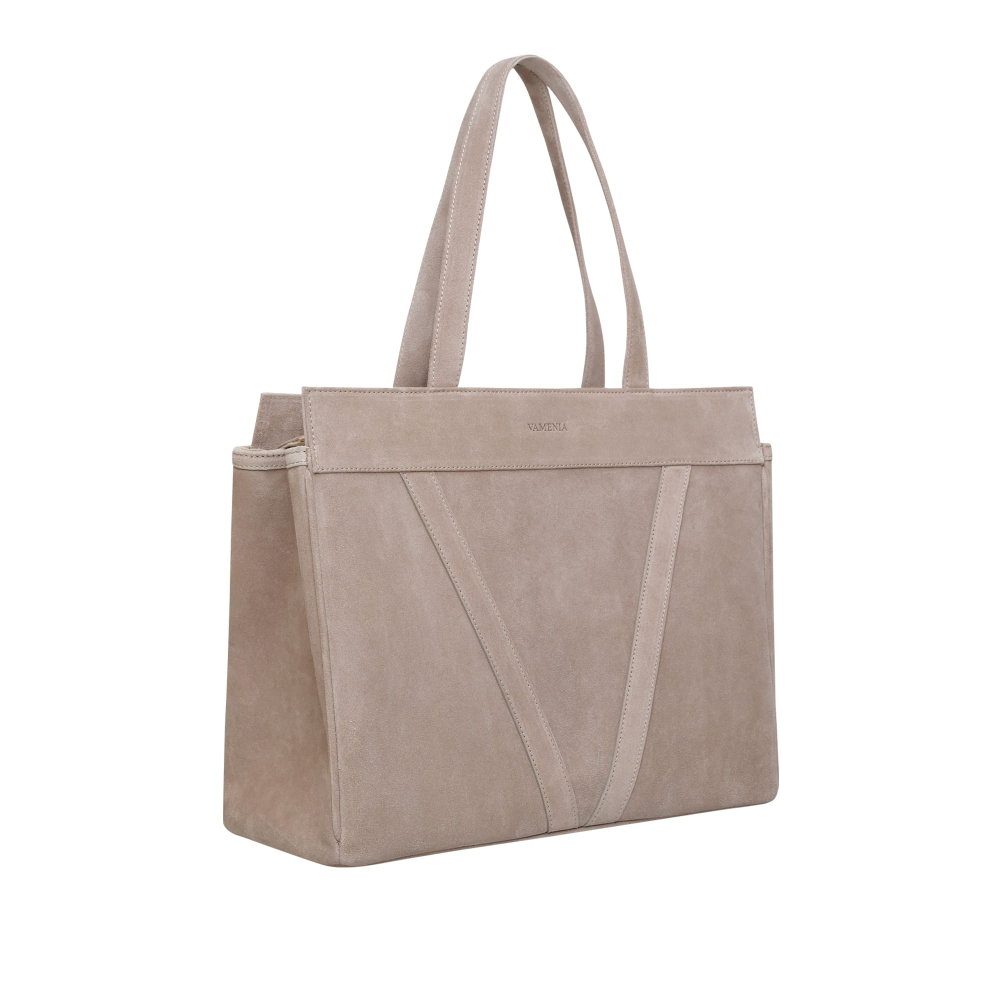 Shopper Tasche mit Reißverschluss aus Wildleder