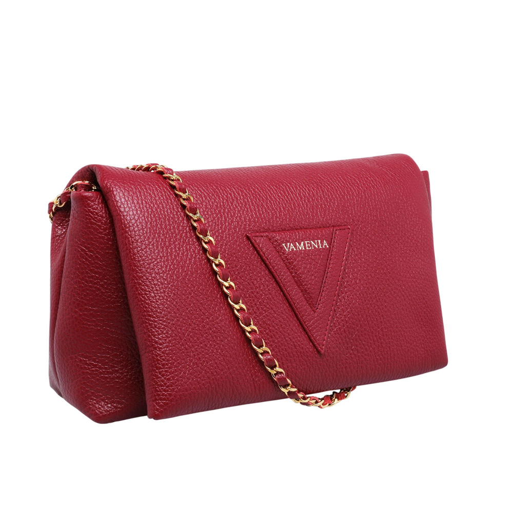 Preview: Crossbody bag made of calfskin wine red